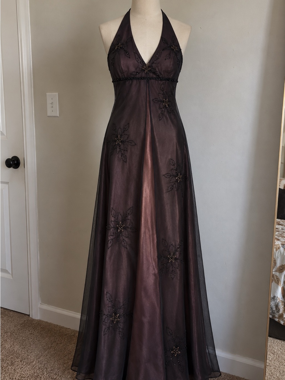 Joule Brown Halter Prom Dress